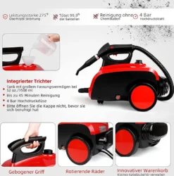 Dampfreiniger, Multifunktions-Dampfreiniger 1500W 1,5L Wassertank, 4,87m Netzkabel, Mit 18 Zubehörteilen, Geeignet Für Fußböden, Autositze, Matratzen, Küchen, Badezimmer, Fenster, Teppiche Usw -Küchenbedarf Laden bc808edc96d143645cecbb3ac6253f53