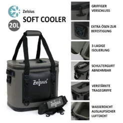 Zelsius Soft Kühltasche Grau 20 Liter | Leicht Und Wasserdicht -Küchenbedarf Laden bd4b46c0ea3411a1e1bf9b1307c8786d