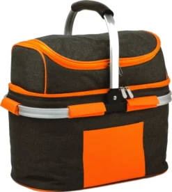 SVITA Picknickkorb 25l Thermo Einkaufskorb Mit Kühlfunktion Kühlbox Kühltasche Grau