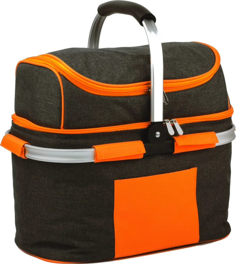 SVITA Picknickkorb 25l Thermo Einkaufskorb Mit Kühlfunktion Kühlbox Kühltasche Grau 3 SVITA Picknickkorb 25l Thermo Einkaufskorb Mit Kühlfunktion Kühlbox Kühltasche Grau