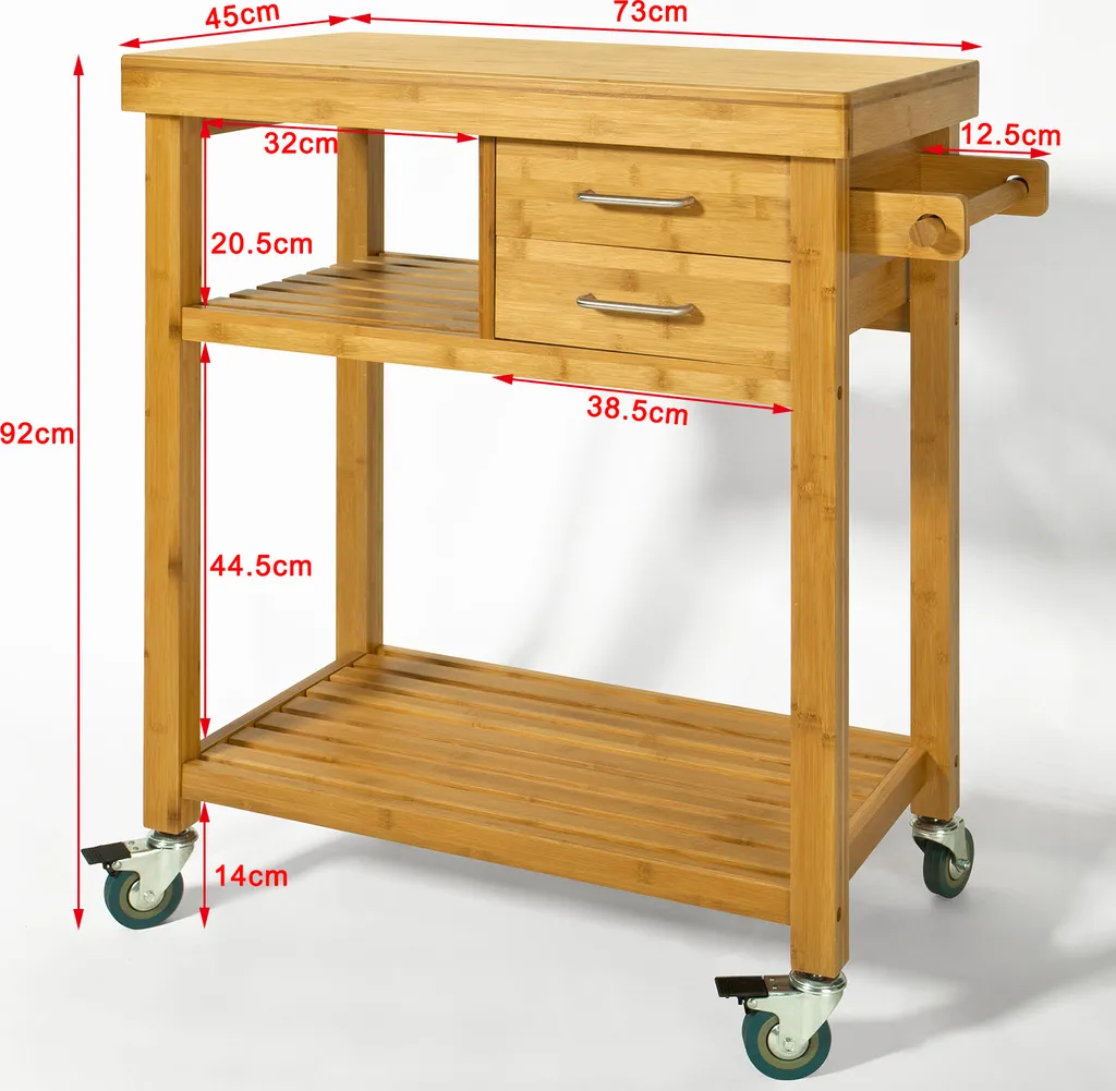 SoBuy Servierwagen,Bambus Küchenwagen,Rollwagen M. Schublade FKW26-N 4 SoBuy Servierwagen,Bambus Küchenwagen,Rollwagen M. Schublade FKW26-N – Bild 2