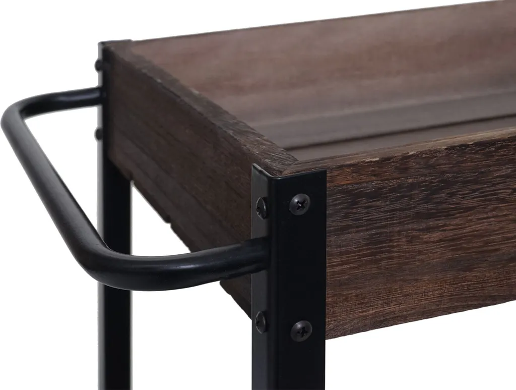 Servierwagen HWC-H22, Küchenwagen Barwagen Teewagen Beistellwagen Rollwagen, Massiv-Holz Shabby Braun 7 Servierwagen HWC-H22, Küchenwagen Barwagen Teewagen Beistellwagen Rollwagen, Massiv-Holz Shabby Braun – Bild 5