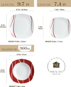 MALACASA, Serie Felisa, 36 Tlg. Set Porzellan Geschirrset Tafelservice Mit 12 Speiseteller, 12 Dessertteller, 12 Suppenteller Für 12 Personen -Küchenbedarf Laden bf39ab2278babb0f370d5453b1129358