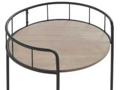 Servierwagen Schwarz / Heller Holzfarbton Aus MDF/ Metall 39 X 39 X 64 Cm Mit 2 Ablagen Rund Viel Stauraum Wohnzimmer Modern Elegant -Küchenbedarf Laden bf95dec18b3aee9c27faefa275c40baa