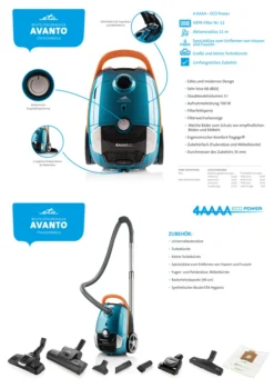 ETA Bodenstaubsauger AVANTO Blau ETA351990010, 700 Watt, Mit Beutel, HEPA Filter Nr. 12, Geeignet Für Haushalt Mit Haustieren 21 ETA Bodenstaubsauger AVANTO Blau ETA351990010, 700 Watt, Mit Beutel, HEPA Filter Nr. 12, Geeignet Für Haushalt Mit Haustieren -Küchenbedarf Laden c0580915f204c043eca516346fa1a2b9