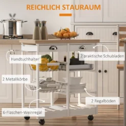 HOMCOM Küchenwagen Servierwagen Mit Ausziehbarem Korb Schublade Küchenrollwagen Weinablage Küchentrolley Holz Weiß 74 X 37 X 76 Cm 13 HOMCOM Küchenwagen Servierwagen Mit Ausziehbarem Korb Schublade Küchenrollwagen Weinablage Küchentrolley Holz Weiß 74 X 37 X 76 Cm -Küchenbedarf Laden c07fc1deea3fbcd7afd96d03a9497252