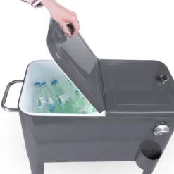 Kühlwagen, Servierwagen Outdoor Mit Großer Kühlbox, Getränkekühler Beistellwagen Für Garten, Rollbarer Party Kühlwagen Im Retro-Look – 57l, Farbe:anthrazit -Küchenbedarf Laden c0d56d4c830ebb83ce3c41c05d63a91d