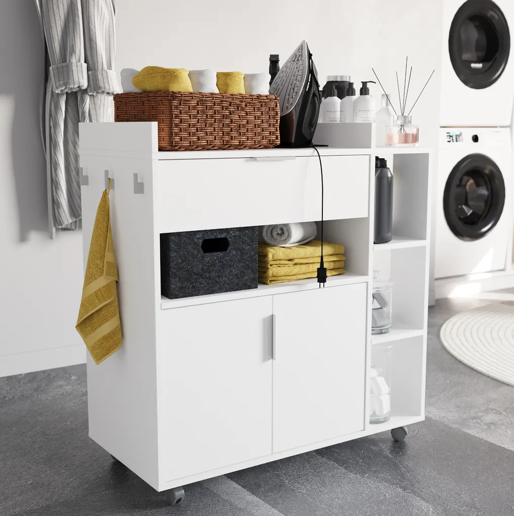 Servierwagen "Karl" In Weiß Universal Haushaltswagen Auf Rollen Mit Vielen Einsatzmöglichkeiten 9 Servierwagen "Karl" In Weiß Universal Haushaltswagen Auf Rollen Mit Vielen Einsatzmöglichkeiten – Bild 7