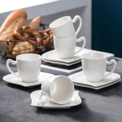 MALACASA, Serie Elvira, 36 Teilig Cremeweiß Porzellan Geschirrset Tafelservice Kaffeeservice Mit Tassen, Untertassen, Dessertteller Für 12 Person -Küchenbedarf Laden c241bc1a80e7f4fcf8170e6b85f0e26a