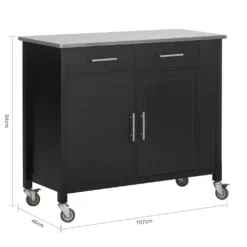 SoBuy FKW108-SCH Design Küchenwagen Mit Edelstahlplatte Kücheninsel Küchenschrank Rollwagen Sideboard Servierwagen Schwarz BHT Ca.: 107x94x46cm -Küchenbedarf Laden c2626c116329ee024f5f2de98f09b68a
