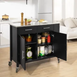SoBuy FKW108-SCH Design Küchenwagen Mit Edelstahlplatte Kücheninsel Küchenschrank Rollwagen Sideboard Servierwagen Schwarz BHT Ca.: 107x94x46cm -Küchenbedarf Laden c45a3ab935c1df19c12bc322b6b504ff