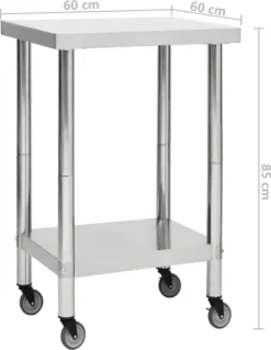 VidaXL Küchen-Arbeitstisch Mit Rollen 60x60x85 Cm Edelstahl -Küchenbedarf Laden c58f8902518b63437143f391ea00b3b9