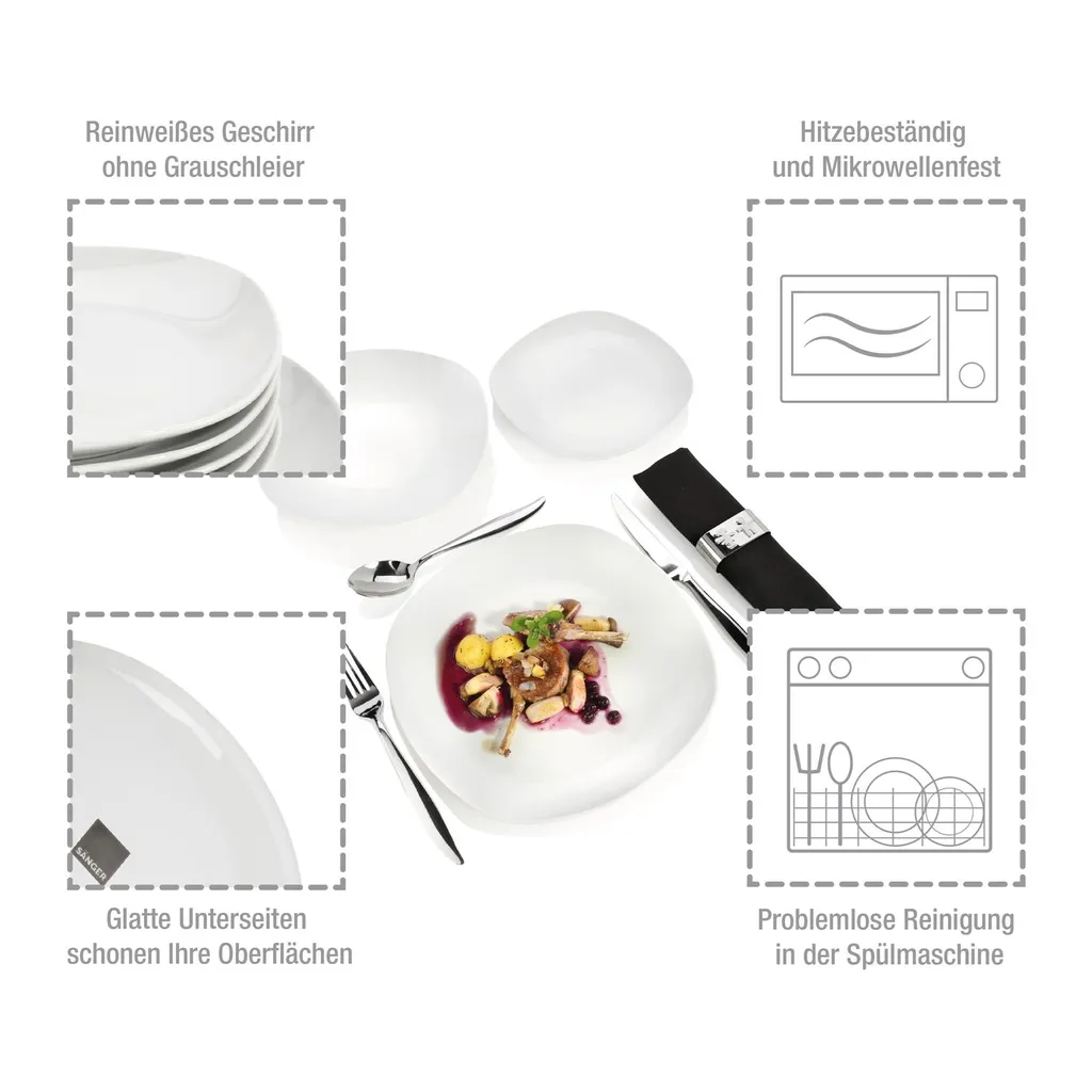 Sänger SÄNGER Porzellan Geschirrset Bilgola, Tafelservice 24 Teilig Für 6 Personen 4 Sänger SÄNGER Porzellan Geschirrset Bilgola, Tafelservice 24 Teilig Für 6 Personen – Bild 2