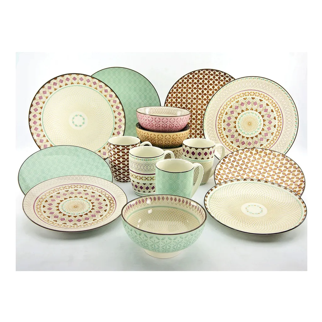 CreaTable 20310 Kombiservice Mandala Für 4 Personen, Steinzeug, Mehrfarbig (1 Set, 16-teilig) 7 CreaTable 20310 Kombiservice Mandala Für 4 Personen, Steinzeug, Mehrfarbig (1 Set, 16-teilig) – Bild 5