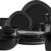 Mäser 931730 Kombiservice Glendale Für 4 Personen, Steinzeug, Schwarz (1 Set, 16-teilig)