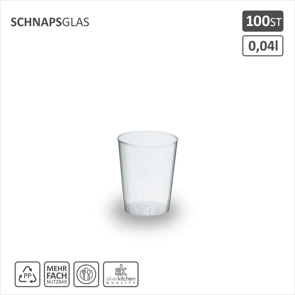 100 Schnapsgläser Aus Plastik, 4 Cl, Transparent, Mehrweg Shot Becher 4 100 Schnapsgläser Aus Plastik, 4 Cl, Transparent, Mehrweg Shot Becher – Bild 2