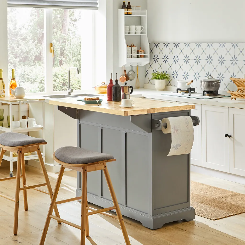 SoBuy FKW71-HG Kücheninsel Küchenwagen Mit Erweiterbarer Arbeitsplatte Küchenschrank Servierwagen Holz BHT Ca.: 115x92x46-71cm 6 SoBuy FKW71-HG Kücheninsel Küchenwagen Mit Erweiterbarer Arbeitsplatte Küchenschrank Servierwagen Holz BHT Ca.: 115x92x46-71cm – Bild 4