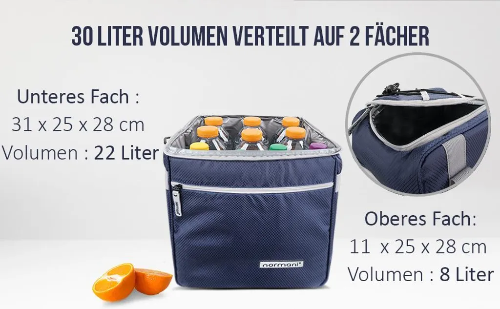 Normani Isolierte Kühltasche Mit 2 Fächern 30 L 6 Normani Isolierte Kühltasche Mit 2 Fächern 30 L – Bild 4