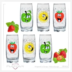 Trinkgläser Mit Lustigen Fruchtgesichtern 350ml (max. 400ml) Set 6 Teilig Aus Glas Bunt -Küchenbedarf Laden cc906c15f047e29ea8f7791dea9c4663
