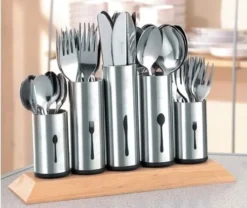 Esmeyer Besteckhalter PIPES Mit 5 Halterungen Aus Edelstahl 18/8 Und Gummibaumholz , 610-217 -Küchenbedarf Laden ccee598ae248229bb385533e5e3305fd