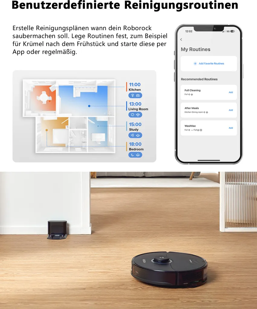 Roborock S8 Staubsauger Roboter 6000Pa Mit DuoRoller-Bürste VibraRise Wischen 3D-Mapping 3D-Strukturiertes Licht LiDAR Kindersicherung APP Control Saugroboter (Schwarz) (Upgrade S7) 9 Roborock S8 Staubsauger Roboter 6000Pa Mit DuoRoller-Bürste VibraRise Wischen 3D-Mapping 3D-Strukturiertes Licht LiDAR Kindersicherung APP Control Saugroboter (Schwarz) (Upgrade S7) – Bild 7