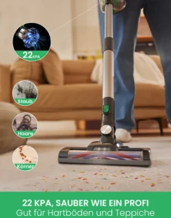 Akku Staubsauger Kabellos, Vactidy V8 Kabelloser Staubsauger Mit Abnehmbarem Akku, 22KPa Saugkraft Für Hartholzböden, Bis Zu 35min Laufzeit, Leichter Staubsauger Für Teppich- Und Tierhaarreinigung -Küchenbedarf Laden cf874766c50a98ca092f1ce0a65e2c0b