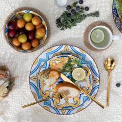 Vancasso Tafelservice Porzellan, JASMIN 16 Teiliges Essgeschirr Kombiservice, Handbemaltes Geschirrset Für 4 Personen, Böhmischer Stil -Küchenbedarf Laden d1986aa67f0cf6c74a39114f97f0ce74