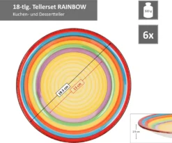 Tellerset Rainbow 18-tlg. 6 Personen Steingut Tafelservice Dessertteller Speiseteller Suppenteller -Küchenbedarf Laden d50b7fff6cb89435fc93edcd18be9c52