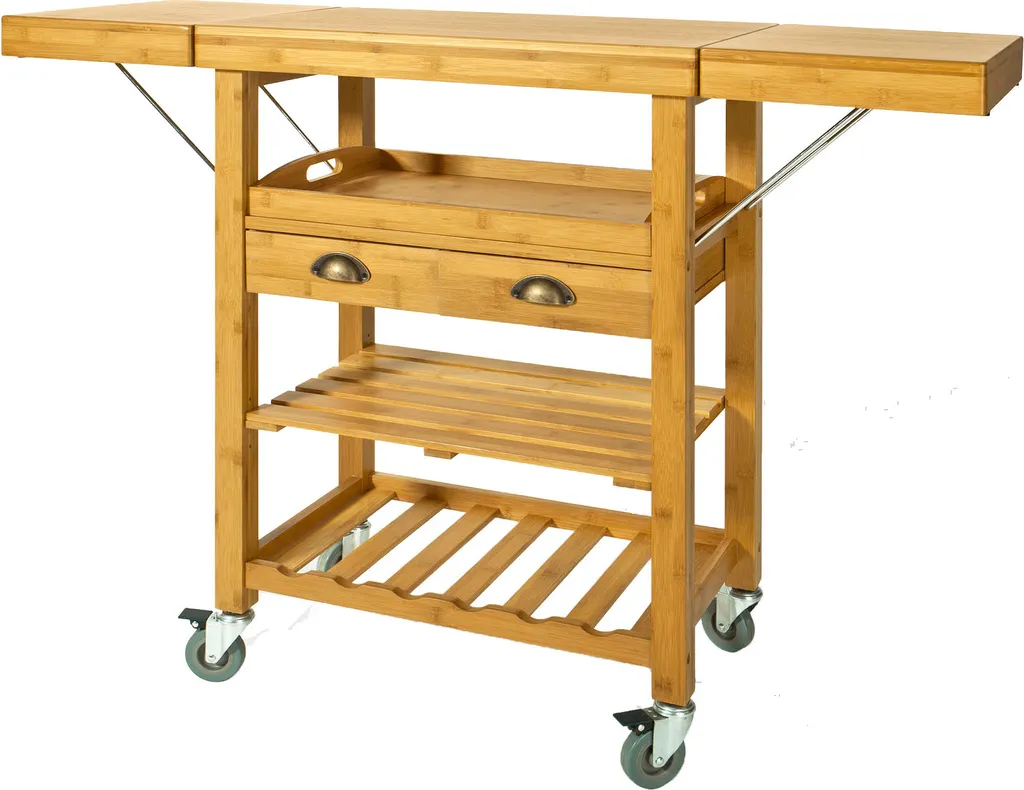SoBuy FKW25-N Servierwagen Aus Hochwertigem Bambus Küchenwagen Küchenregal Rollwagen BHT Ca: 65 (95/125) X92x40cm 3 SoBuy FKW25-N Servierwagen Aus Hochwertigem Bambus Küchenwagen Küchenregal Rollwagen BHT Ca: 65 (95/125) X92x40cm