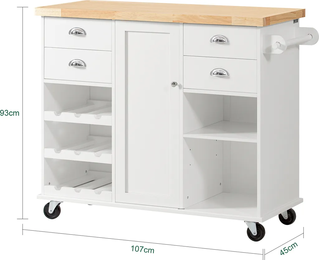 SoBuy KNL03-WN Küchenwagen Kücheninsel Mit 1 Handtuchhalter Küchenschrank Rollwagen Sideboard Auf Rollen Küchentrolley Servierwagen Mit Flaschenablagen Und Schublade BHT Ca.: 107x93x45cm 6 SoBuy KNL03-WN Küchenwagen Kücheninsel Mit 1 Handtuchhalter Küchenschrank Rollwagen Sideboard Auf Rollen Küchentrolley Servierwagen Mit Flaschenablagen Und Schublade BHT Ca.: 107x93x45cm – Bild 4
