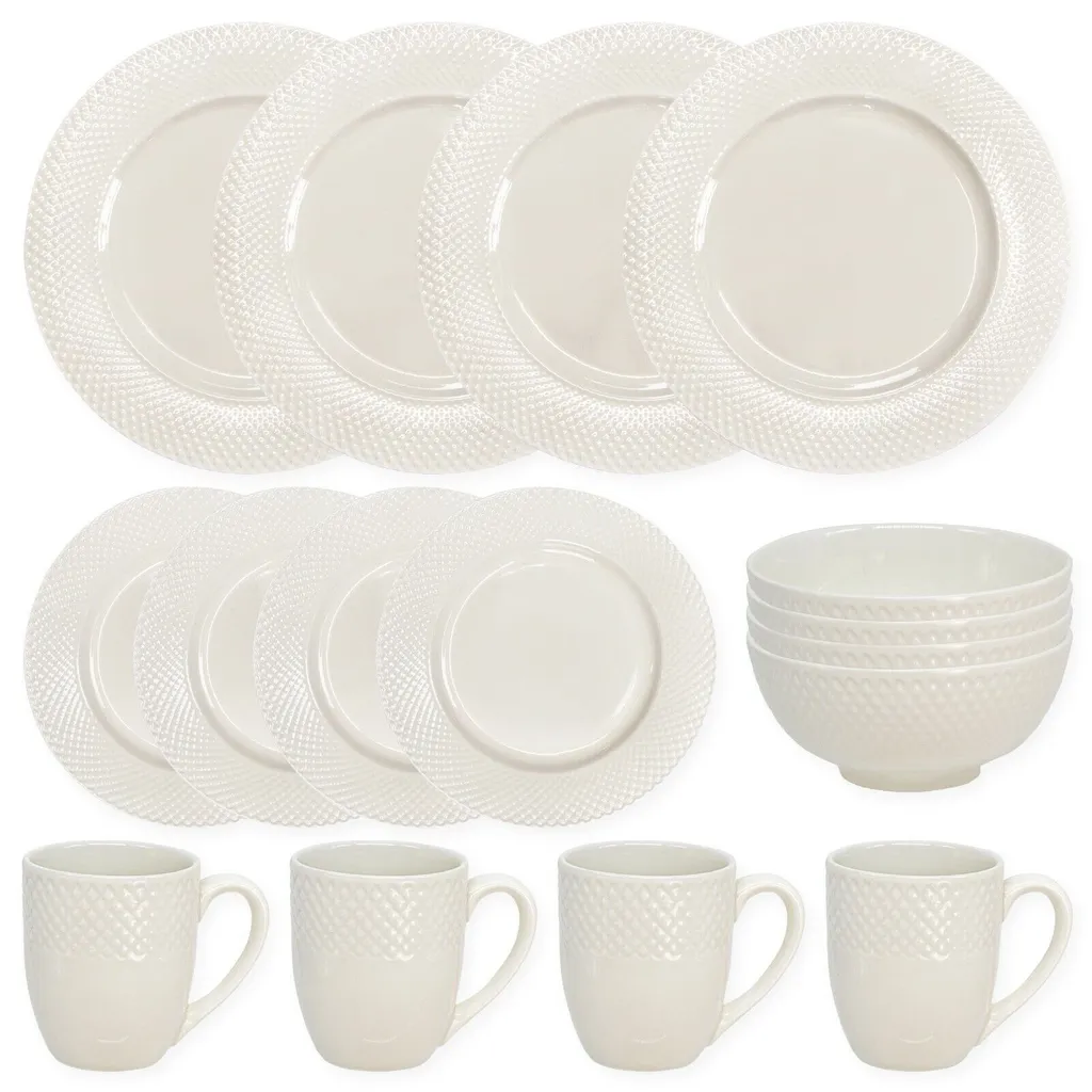 Porzellan Geschirr Set Weiß Für 4 Personen 16-teiliges Tafelservice Kombiservice 5 Porzellan Geschirr Set Weiß Für 4 Personen 16-teiliges Tafelservice Kombiservice – Bild 3