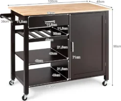 COSTWAY Küchenwagen Auf Rollen, Kücheninsel Mit Schublade, Weinregal, Offene Regale & Handtuchhalter, Platzsparender Servierwagen, Für Küche, Esszimmer, Bar, Braun 15 COSTWAY Küchenwagen Auf Rollen, Kücheninsel Mit Schublade, Weinregal, Offene Regale & Handtuchhalter, Platzsparender Servierwagen, Für Küche, Esszimmer, Bar, Braun -Küchenbedarf Laden d7669e4dc8cdd950384ef6e955d61e56
