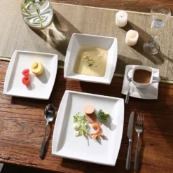 MALACASA, Serie Blance, 60 Tlg. Cremeweiß Porzellan Geschirrset Kombiservice Tafelservice Mit Je 12 Kaffeetassen, 12 Untertassen, 12 Dessertteller, 12 Suppenteller Und 12 Flachteller -Küchenbedarf Laden d84164a65423c00212b5ffedef266e24