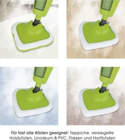 CLEANmaxx Dampfbesen 1000W Grün Bodenpflege Inkl. Messbecher Mikrofasertuch -Küchenbedarf Laden dbdcb2b605b8e6dd3b574c097af9e074