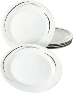 Van Well 18tlg. Kaffee-Service Home Für 6 Personen I 6x Tasse 180ml, 6x Untertasse + 6x Kuchenteller I Porzellan-Geschirr Mit Streifen In Grau, Schwarz & Creme I Kaffeepott, Dessert-Teller -Küchenbedarf Laden dbeb9a2d201adc8566706dd0911f7c38