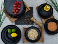 CreaTable 22979 Tafelservice Uno BLACK Für 4 Personen, Steinzeug, Schwarz (1 Set, 12-teilig) -Küchenbedarf Laden dced08265e664219b7854a18d1a68f2f