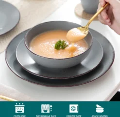 Tafelservice Steingut, Vancasso MODA Geschirrset, Vintage Aussehen, 16-teiliges Kombiservice Mit Je 4 Speisetellern, Kuchentellern, Schalen Und Becher -Küchenbedarf Laden dd3e60146da117672dd8d69cab183521