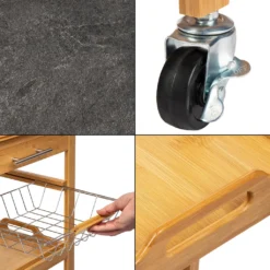 ONVAYA Küchenwagen Kyoto Auf Rollen, Küchenrollwagen Aus Bambus Mit Arbeitsplatte Schwarz Aus Stein, Praktischer Beistellwagen Für Die Küche Inkl. Schubladen 13 ONVAYA Küchenwagen Kyoto Auf Rollen, Küchenrollwagen Aus Bambus Mit Arbeitsplatte Schwarz Aus Stein, Praktischer Beistellwagen Für Die Küche Inkl. Schubladen -Küchenbedarf Laden ddad66aa01384dd85910fdacb8fab85e