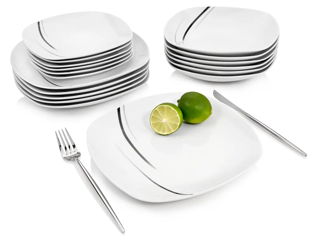 Sänger SÄNGER Porzellan Geschirrset Bilgola Black Lines, Tafelservice 18 Teilig Für 6 Personen 3 Sänger SÄNGER Porzellan Geschirrset Bilgola Black Lines, Tafelservice 18 Teilig Für 6 Personen