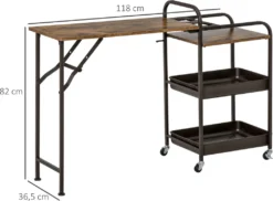 HOMCOM Küchenwagen Küchenrollwagen Servierwagen Mit 1 Klappbaren Tischplatte 2 Tabletts Und 1 Offenes Regal Rollen Verstellbare Fußpolster E1-Spanplatte Metall Rustikal-Braun 118 X 36,5 X 82 Cm -Küchenbedarf Laden df6e1029e23f12860c1d06802f17f710