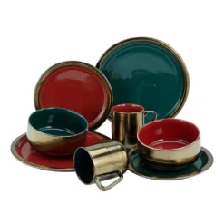 CreaTable 22973 Kombiservice Rustikal Collection Für 4 Personen, Steinzeug, Mehrfarbig (1 Set, 16-teilig) -Küchenbedarf Laden e118f804c87e9c218220c728a8364be0