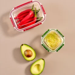 Uandu Lock & Fresh 5er Vorratsdosen Set, Frischhaltedosen Mit Deckel Für Lebensmittel, Mikrowellen-, Und Gefriergeeignet, Vorratsdosen Mit Deckel, Meal Prep Boxen, Aufbewahrungsbox Küche - Rot -Küchenbedarf Laden e41f434141ca9692e1c6115dbba17101