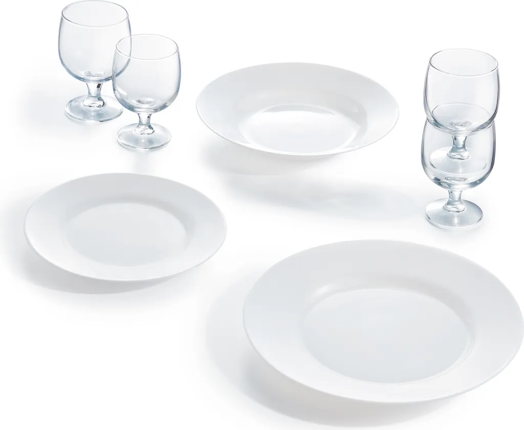 Tellerset Tafelservice Geschirrset 6 Personen 18 Tlg. Glas Luminarc Weiß Glatt 4 Tellerset Tafelservice Geschirrset 6 Personen 18 Tlg. Glas Luminarc Weiß Glatt – Bild 3