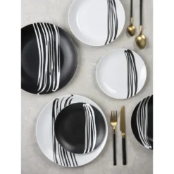 Waterside 0000006105 Tafelservice Milan Für 8 Personen + Streifen, Porzellan, Rund, Schwarz/weiß (1 Set, 24-teilig) 7 Waterside 0000006105 Tafelservice Milan Für 8 Personen + Streifen, Porzellan, Rund, Schwarz/weiß (1 Set, 24-teilig) -Küchenbedarf Laden e8eaf491ef2628c7b8ce65fbaa646e84