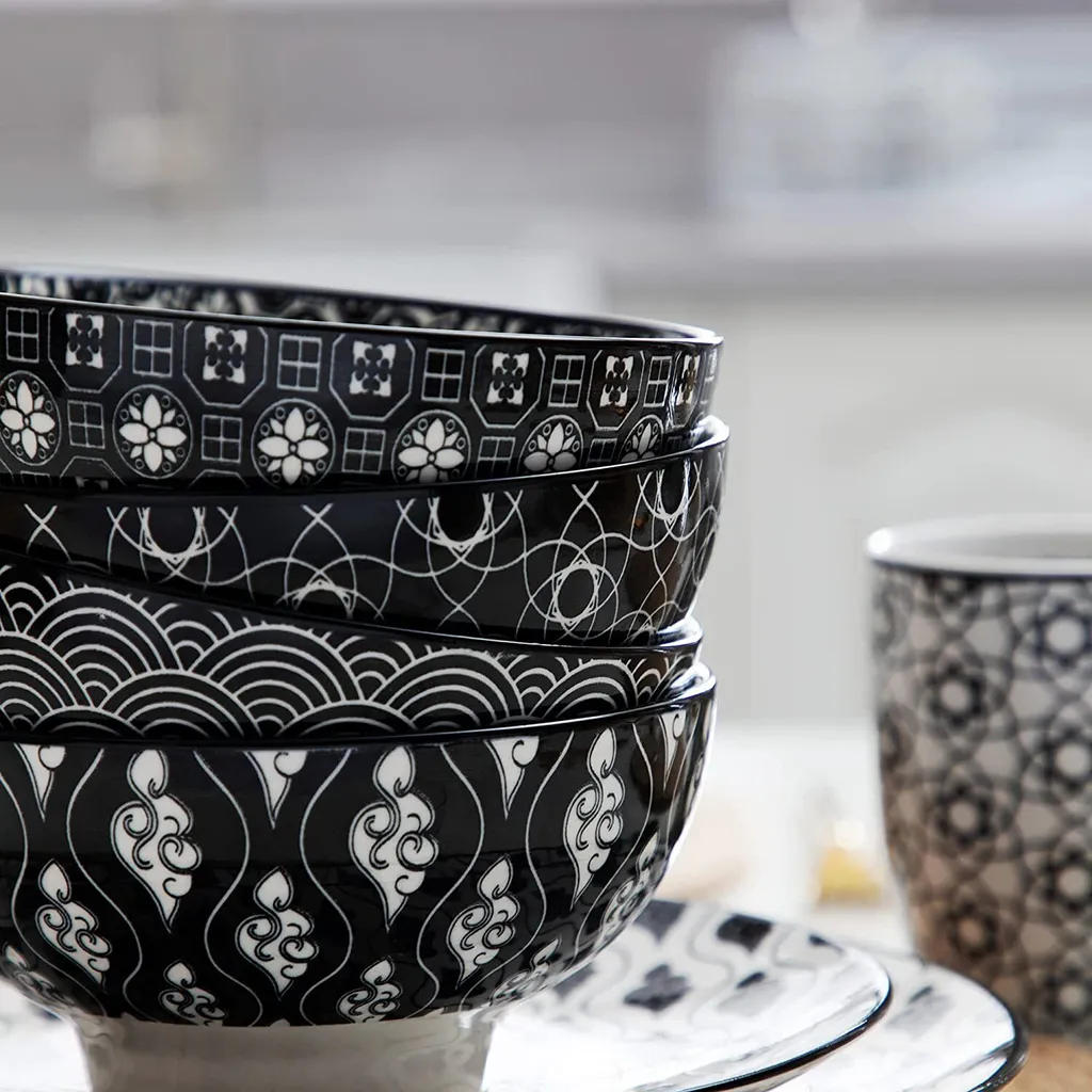 Vancasso, Haruka Porzellan Geschirrservice, 32-teilig Rund Kombiservice Geschirrset Tafelservice Für 8 Personen, Schwarz 6 Vancasso, Haruka Porzellan Geschirrservice, 32-teilig Rund Kombiservice Geschirrset Tafelservice Für 8 Personen, Schwarz – Bild 4