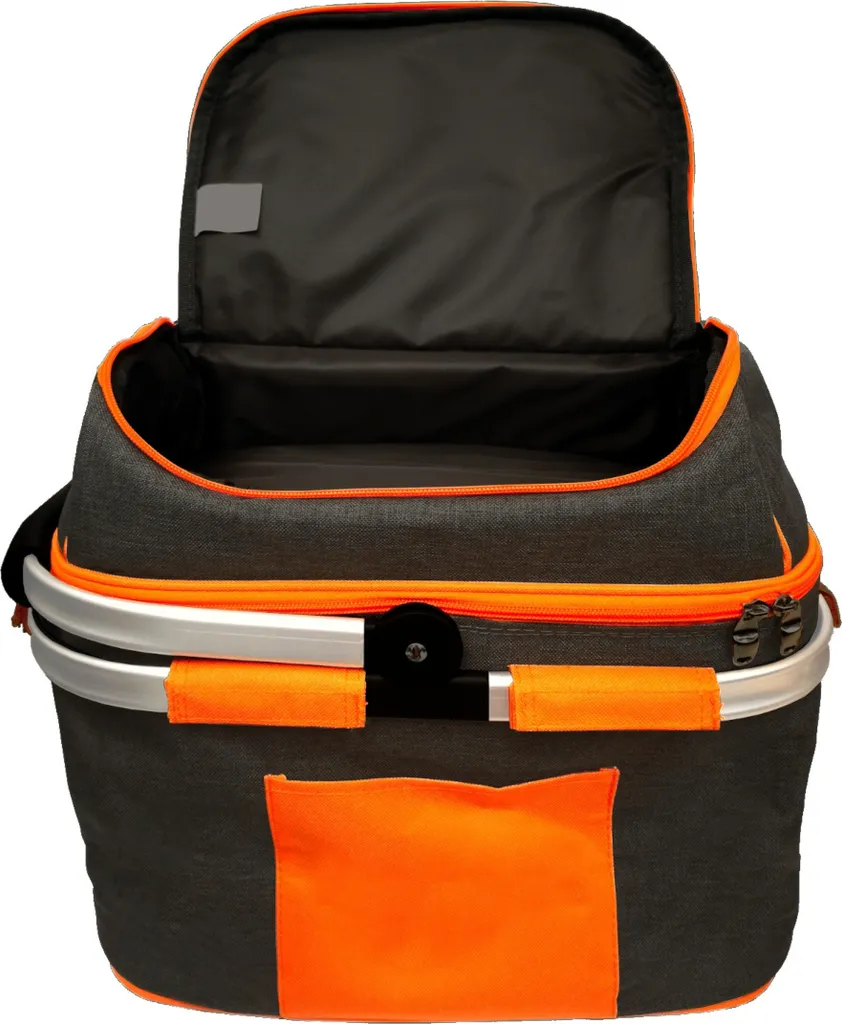 SVITA Picknickkorb 25l Thermo Einkaufskorb Mit Kühlfunktion Kühlbox Kühltasche Grau 4 SVITA Picknickkorb 25l Thermo Einkaufskorb Mit Kühlfunktion Kühlbox Kühltasche Grau – Bild 2
