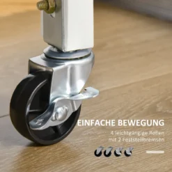 HOMCOM Küchenwagen Küchenrollwagen Servierwagen Mit Schublade Abnehmbares Tablett Bambus MDF Metall Weiß+Natur 58 X 37 X 83 Cm -Küchenbedarf Laden ed62a0d65f4d4371aaa46f6b138eaed4