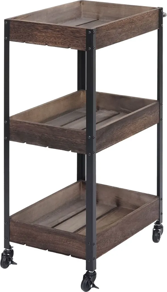 Servierwagen HWC-H22, Küchenwagen Barwagen Teewagen Beistellwagen Rollwagen, Massiv-Holz Shabby Braun 5 Servierwagen HWC-H22, Küchenwagen Barwagen Teewagen Beistellwagen Rollwagen, Massiv-Holz Shabby Braun – Bild 3