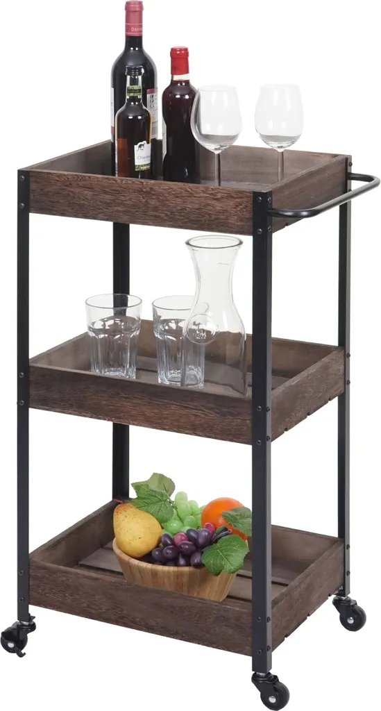 Servierwagen HWC-H22, Küchenwagen Barwagen Teewagen Beistellwagen Rollwagen, Massiv-Holz Shabby Braun 3 Servierwagen HWC-H22, Küchenwagen Barwagen Teewagen Beistellwagen Rollwagen, Massiv-Holz Shabby Braun