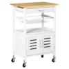 HOMCOM Küchenwagen Küchenrollwagen Servierwagen Mit Schublade Abnehmbares Tablett Bambus MDF Metall Weiß+Natur 58 X 37 X 83 Cm 2 HOMCOM Küchenwagen Küchenrollwagen Servierwagen Mit Schublade Abnehmbares Tablett Bambus MDF Metall Weiß+Natur 58 X 37 X 83 Cm -Küchenbedarf Laden f146873924c0050373bf89447198afa8